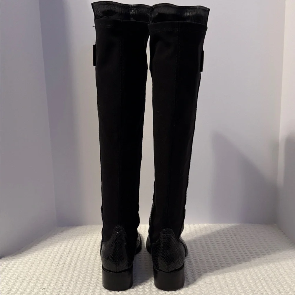 Vince Camuto Black Over-the-Knee Snake-Embossed Boots